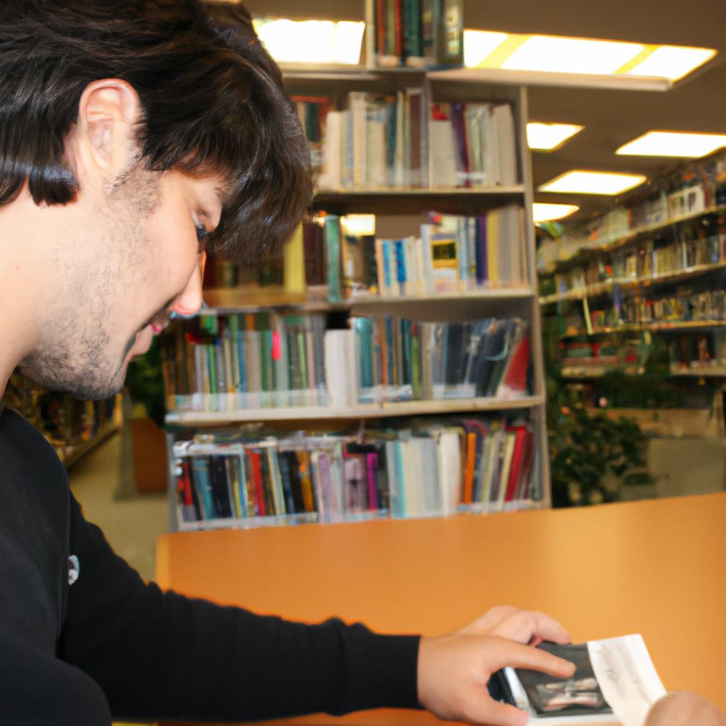 Person studying psychology in library