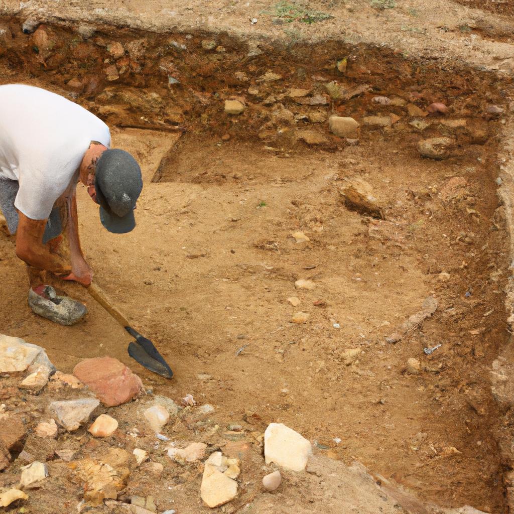 Person excavating archaeological site