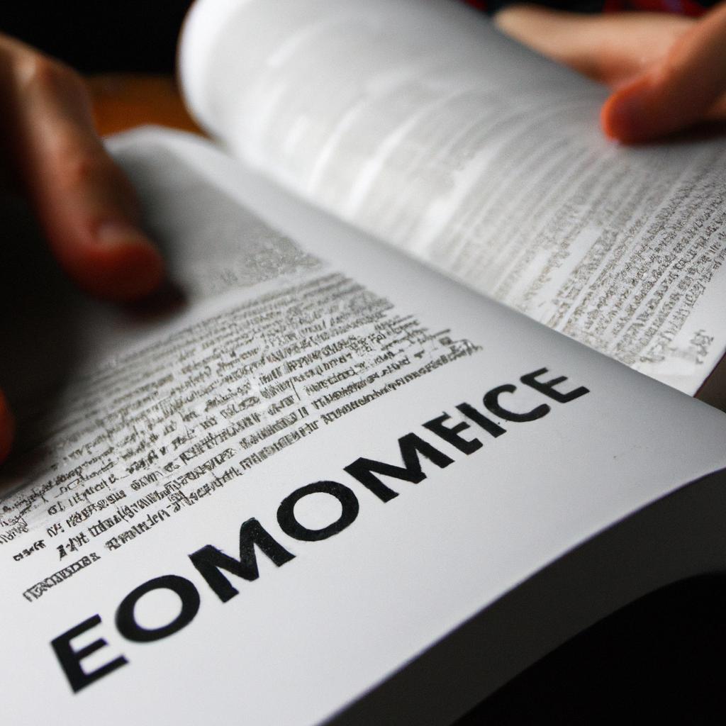 Person reading economics textbook